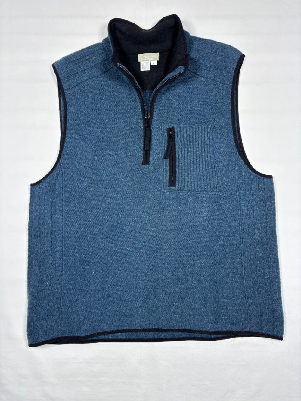 The Territory Ahead Mens L Blue Lambswool Blend 1/4 Zip Sweater Vest Gorpcore